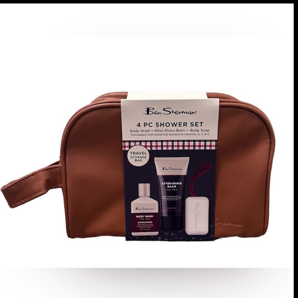 Ben Sherman Men's Shower Set with Travel Bag, Body Wash, After Shave & Soap NEW